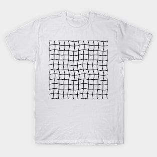 Minimal Abstract Squiggle Grid - Black T-Shirt